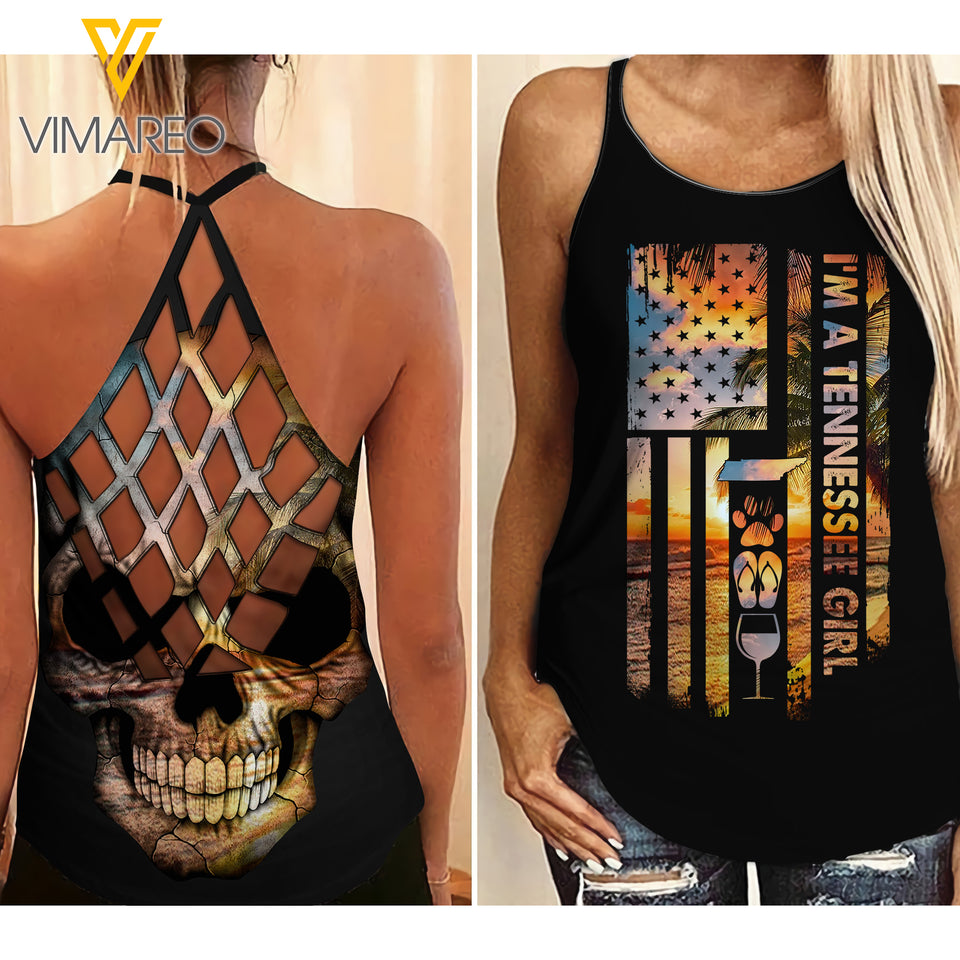 TENNESSEE GIRL CRISS-CROSS OPEN BACK CAMISOLE TANK TOP