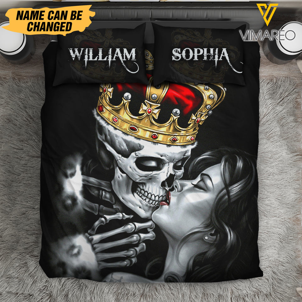 PERSONALIZED SKULL COUPLE BEDDING SET QTDT2812