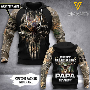 Best buckin PaPa ever Hunting Camouflage CUSTOMIZE T SHIRT/HOODIE 3D PRINTED
