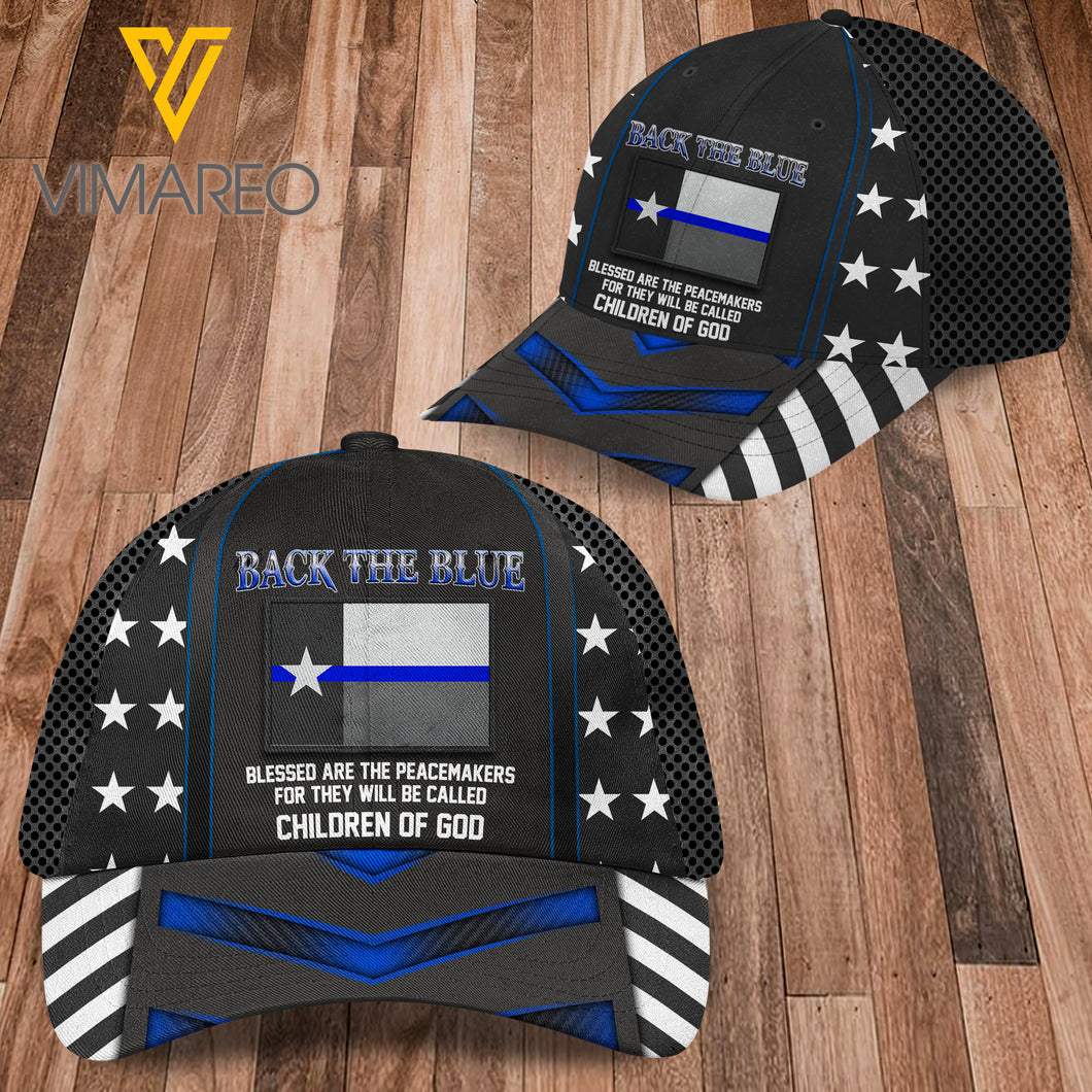Texas Police-Back the Blue Peaked cap 3D VMQA