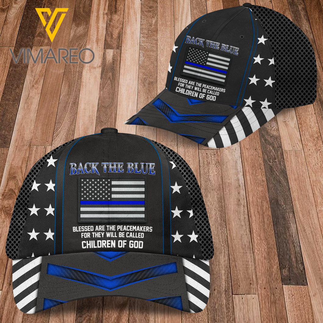 US Police-Back the Blue Peaked cap 3D VMQA