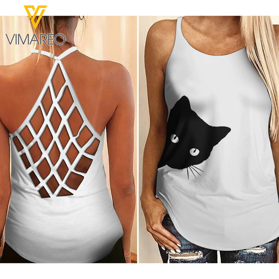 Cat Lady Criss-Cross Open Back Camisole Tank Top 3 style