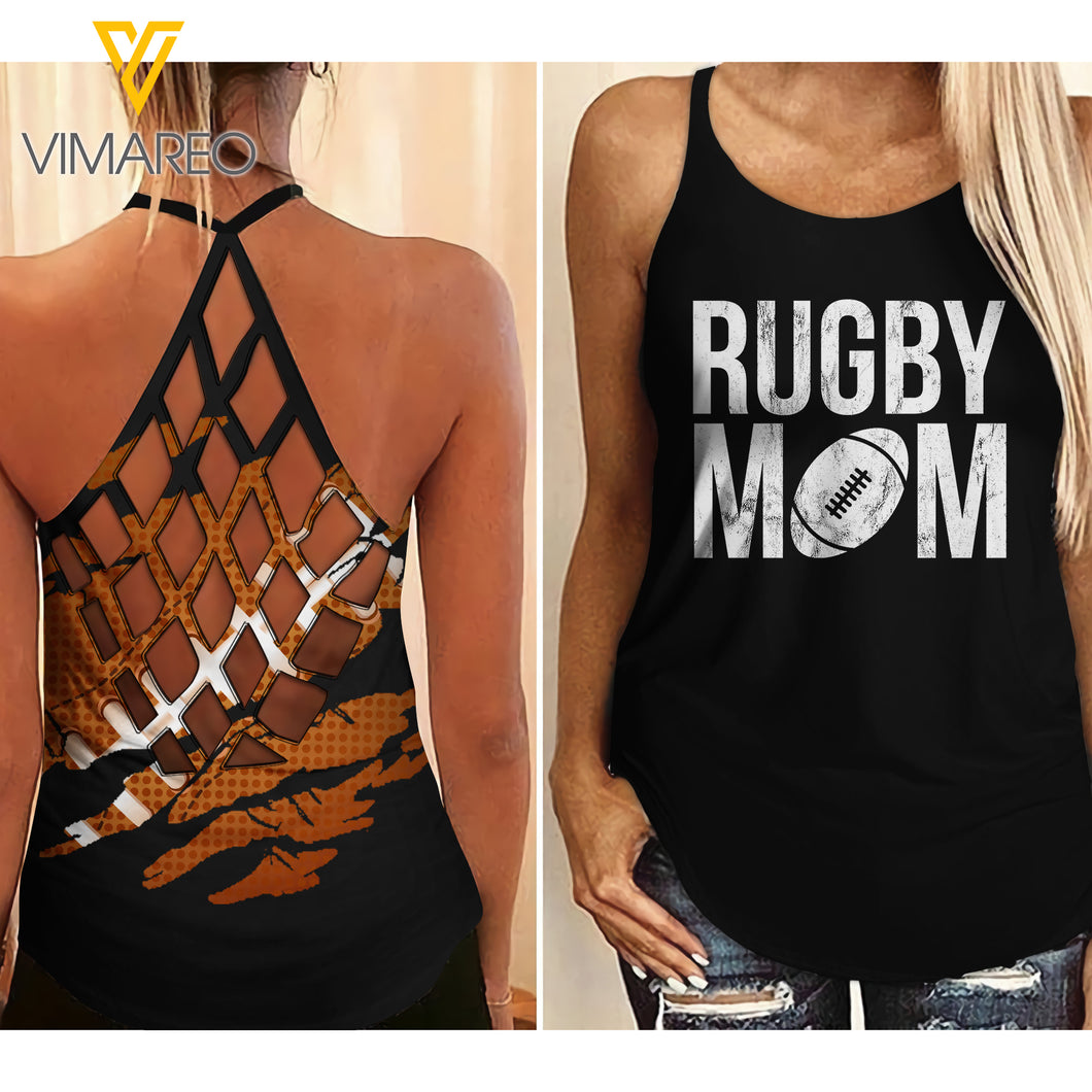 Rugby Mom Cross Open Back Camisole Tank Top BM