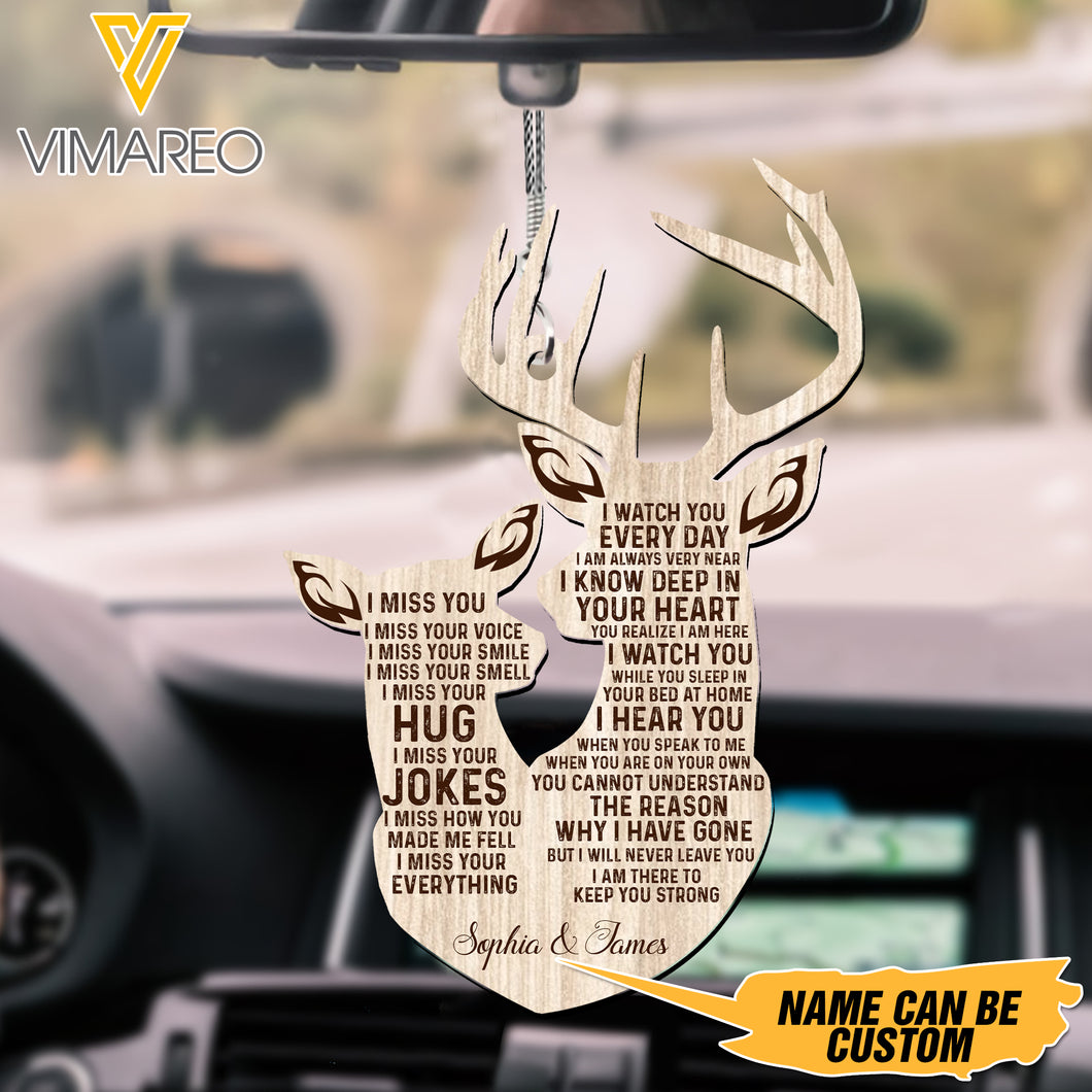 PERSONALIZED DEER COUPLE CAR HANGING ORNAMENT TNDT2912