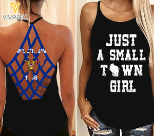 Wisconsin-Just a small town girl  Criss-Cross Open Back Camisole Tank Top