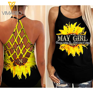 May Girl Criss-Cross Open Back Camisole Tank Top MAR-MD15