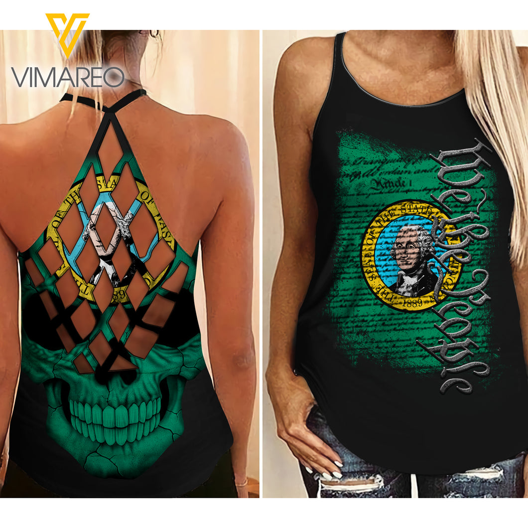WASHINGTON-WE THE PEOPLE CRISS-CROSS OPEN BACK CAMISOLE TANK TOP