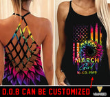Personalized March Girl Criss-Cross Open Back Camisole Tank Top MAR-MD24