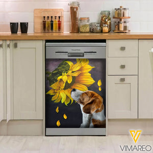 Beagle Dog Sunflower Kitchen Dishwasher Cover