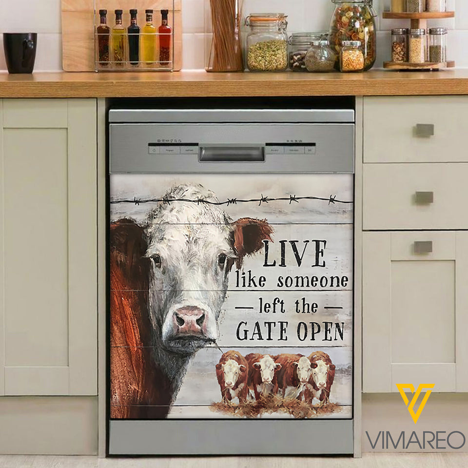 Hereford Cattle Kitchen Dishwasher Cover Live Like The Gate Open