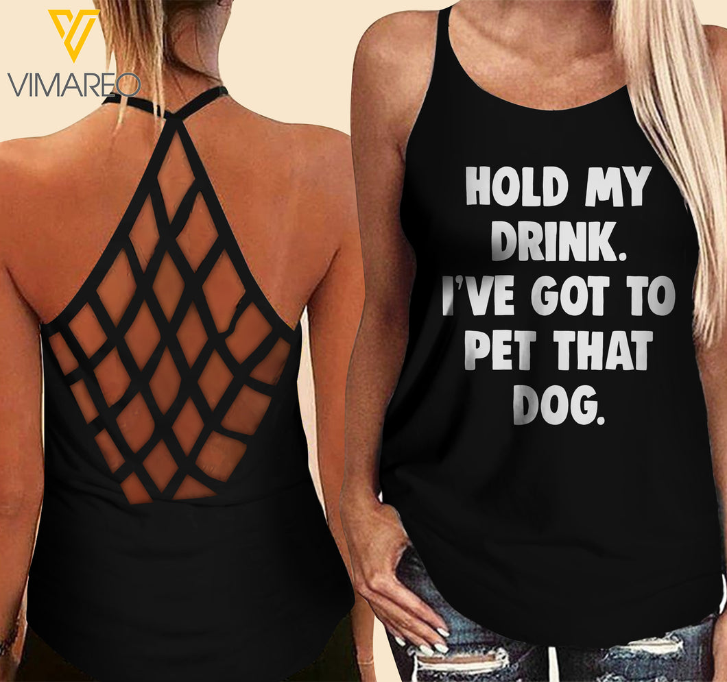 Hold my drink Criss-Cross Open Back Camisole Tank Top