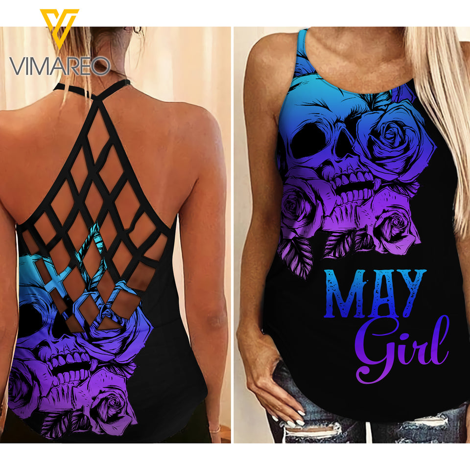 May Girl Criss-Cross Open Back Camisole Tank Top UADHEY