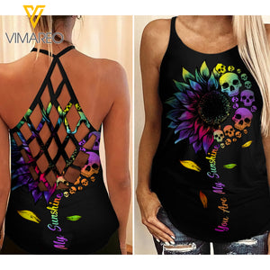 You are my Sunshine Criss-Cross Open Back Camisole Tank Top AKDJEW1