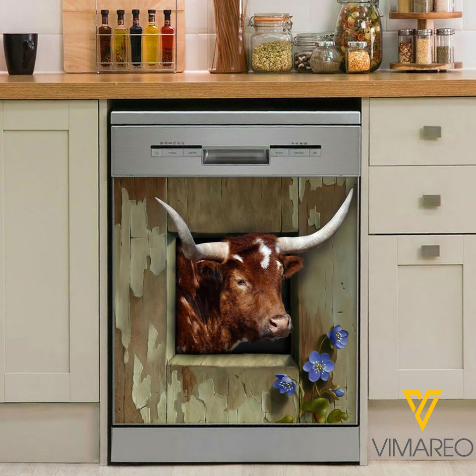 Texas Longhorn cattle Kitchen Dishwasher Cover